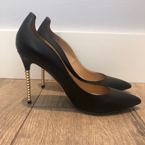 valentino gold studded shoes